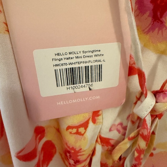 NWT Hello Molly Springtime Flings Halter Mini Dress in Pink and Yellow - Size L - Picture 4 of 6